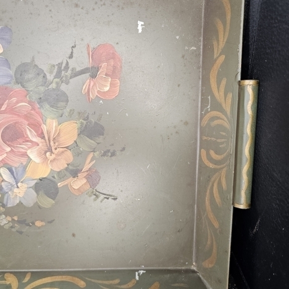 Vintage hand  painted metal‎ tray - Picture 5 of 7